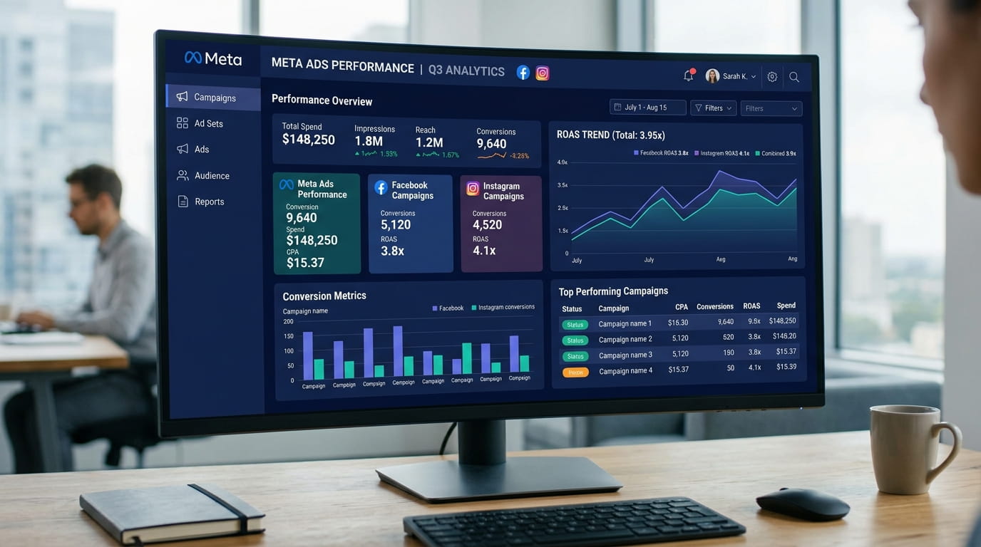 Dashboard Meta Ads Instagram Facebook Soporte Web