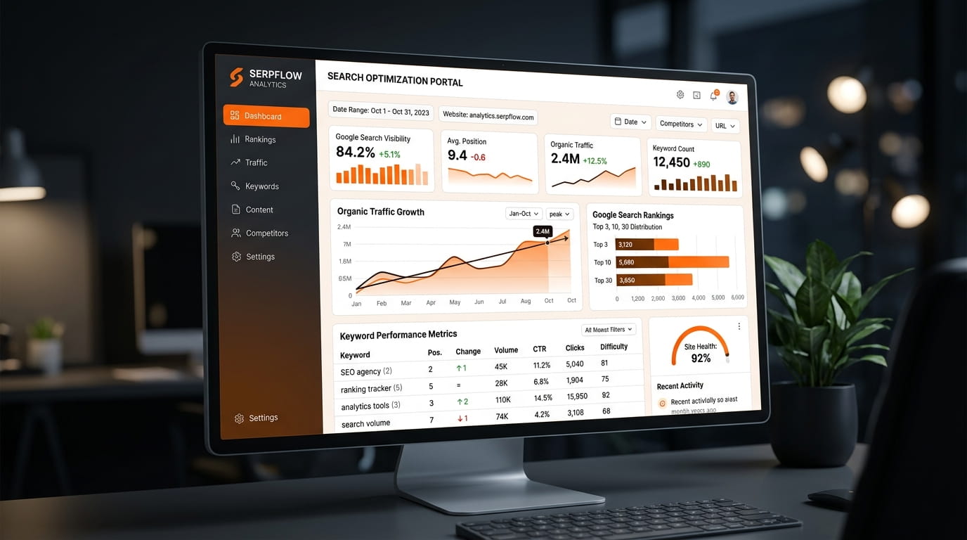 Panel de analítica y posicionamiento web SEO